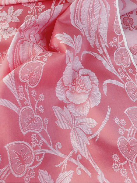 Pink Floral Antique European Ticking Fabric Unused Yardage DA-ROSA-006 - Ticking Depot