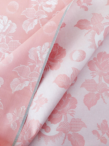 Pink Floral Antique European Ticking Fabric Unused Yardage DA-ROSA-007 - Ticking Depot