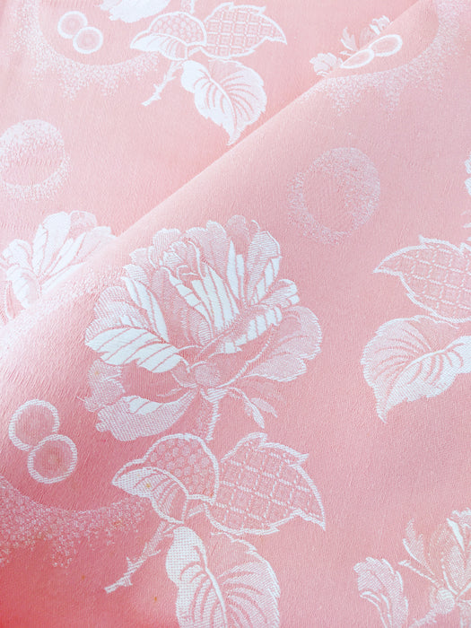 Baby pink ticking fabric. Unused. Spain c.1960 - 1 meter