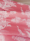 Flamingo pink ticking with herons. Unused. Spain c.1940 - 0.6 meters