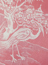 Flamingo pink ticking with herons. Unused. Spain c.1940 - Per meter (26 m avail.)