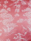 Flamingo pink ticking with herons. Unused. Spain c.1940 - Per meter (26 m avail.)