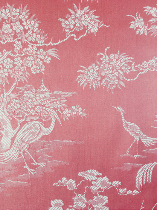Flamingo pink ticking with herons. Unused. Spain c.1940 - 12.5 meters
