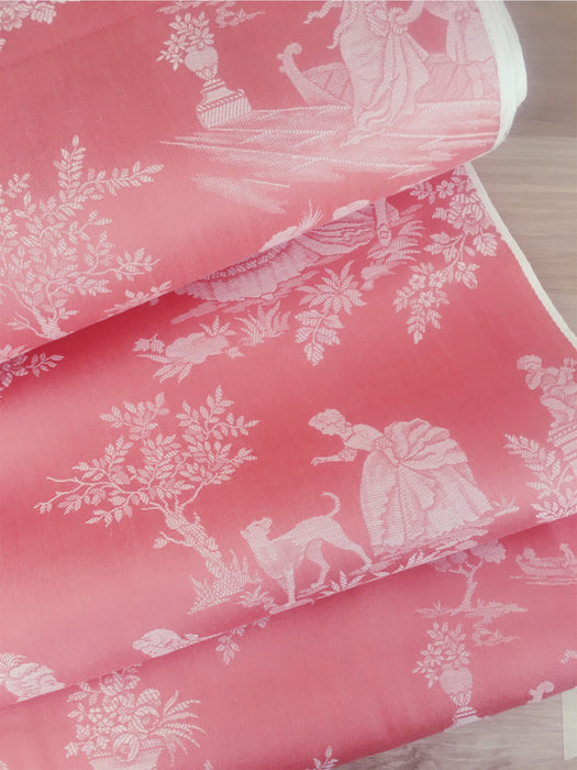 Versailles pattern ticking in pink. Unused. Spain c.1950 - 2.3 meters