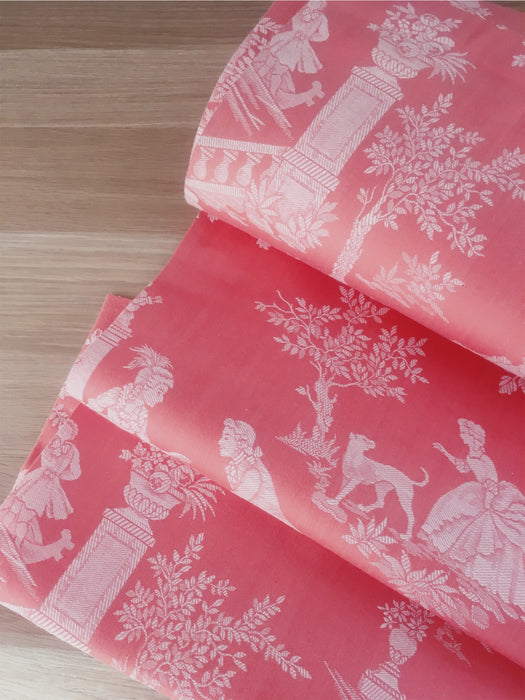 Versailles pattern ticking in pink. Unused. Spain c.1950 - 2.3 meters