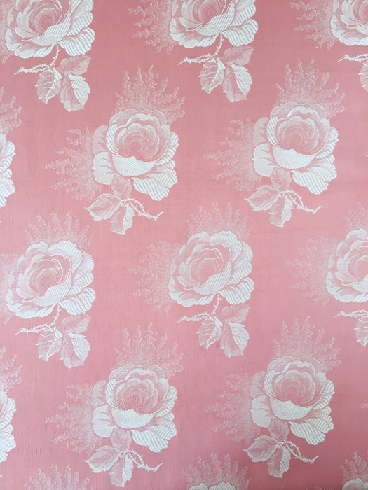 Ticking with big flowers in pale pink. Unused. Spain c.1950 - 3.5 meters