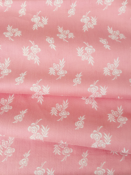 Pale pink ticking with small floral pattern. Unused. Spain c.1950 - 2.5 meters