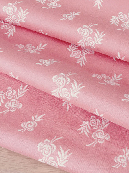 Pale pink ticking with small floral pattern. Unused. Spain c.1950 - 2.5 meters