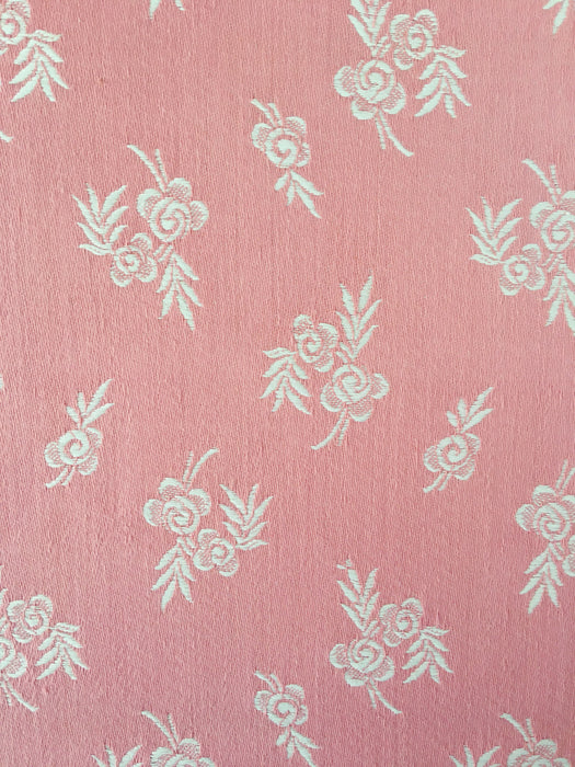 Pale pink ticking with small floral pattern. Unused. Spain c.1950 - 2.5 meters