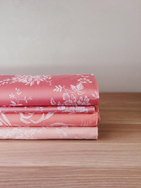 Pink Floral Antique European Ticking Fabric Rolletes DA-ROSA-COL - Ticking Depot
