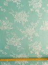 Mint green ticking with roses, bluebells, lily of the valley. Unused. Spain c.1950 - 1.9 meters