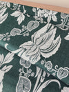 Forest green ticking with big flowers. Unused. Spain c.1950 - 0.8 meters