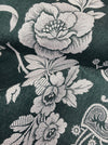 Forest green ticking with big flowers. Unused. Spain c.1950 - 0.8 meters