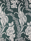 Forest green ticking with big flowers. Unused. Spain c.1950 - 0.8 meters