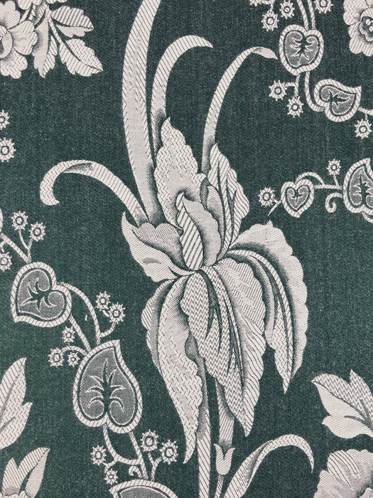 Forest green ticking with big flowers. Unused. Spain c.1950 - 0.8 meters