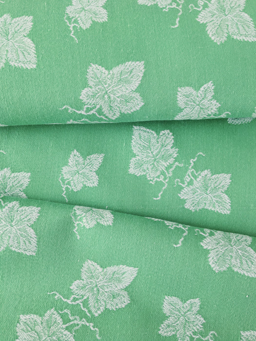 Vine leaves mint green ticking. Unused. Spain c.1950 - Per meter (21 m avail.)