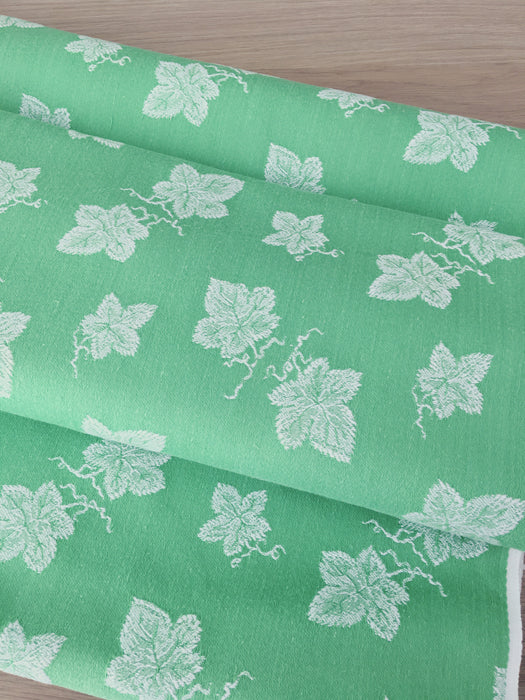 Vine leaves mint green ticking. Unused. Spain c.1950 - Per meter (21 m avail.)