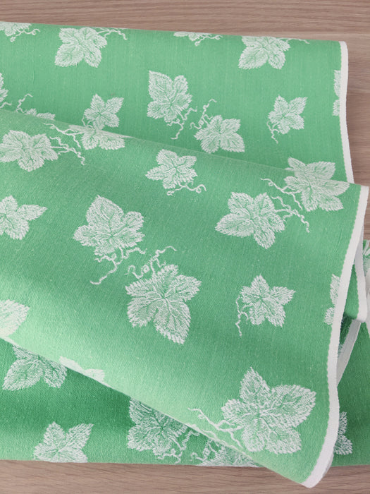 Vine leaves mint green ticking. Unused. Spain c.1950 - Per meter (21 m avail.)