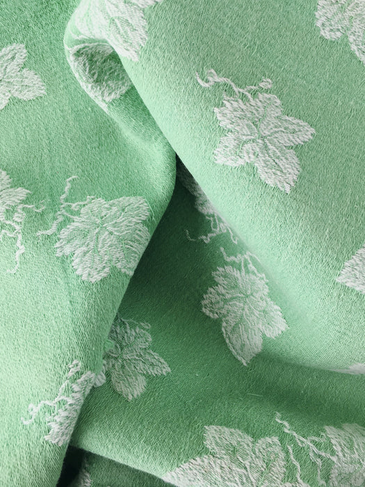 Vine leaves mint green ticking. Unused. Spain c.1950 - 2.7 meters