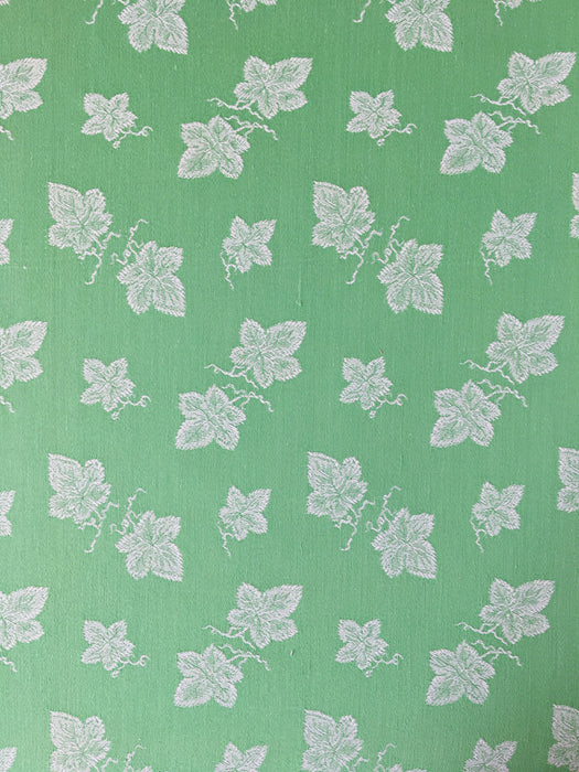 Vine leaves mint green ticking. Unused. Spain c.1950 - Per meter (21 m avail.)