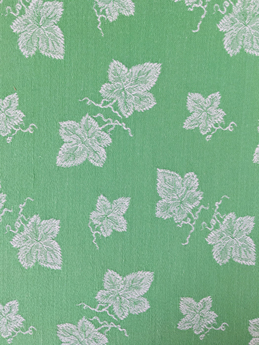 Vine leaves mint green ticking. Unused. Spain c.1950 - 2.7 meters