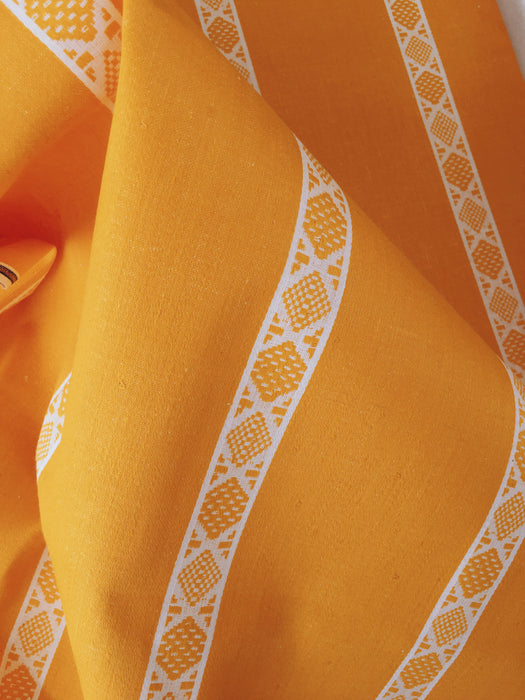 Yellow and white striped ticking. Unused. Spain approx. 1950 - 1.64 meters