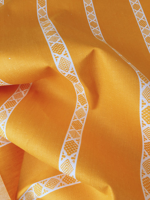 Yellow and white striped ticking. Unused. Spain approx. 1950 - 1.64 meters
