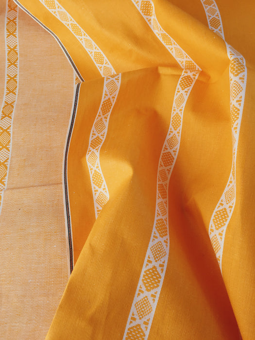 Yellow and white striped ticking. Unused. Spain approx. 1950 - 1.64 meters