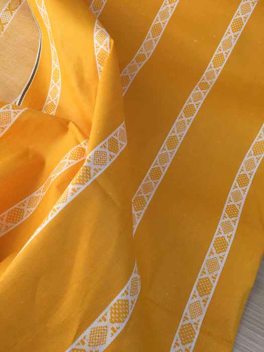 Yellow and white striped ticking. Unused. Spain approx. 1950 - Per meter (28 m avail.)