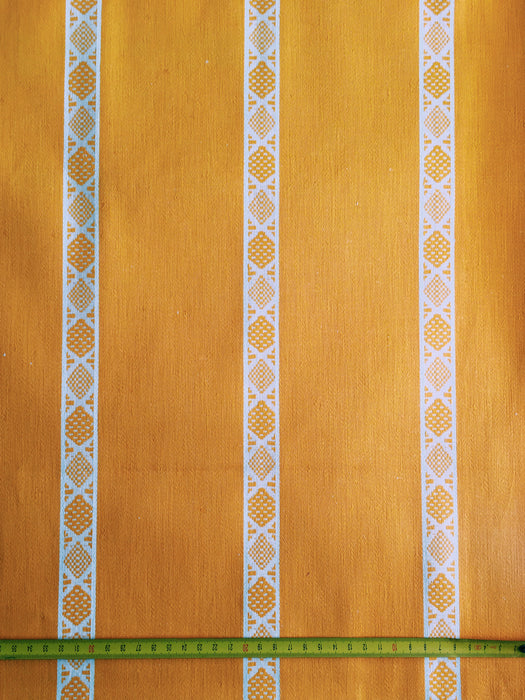 Yellow and white striped ticking. Unused. Spain approx. 1950 - 1.64 meters