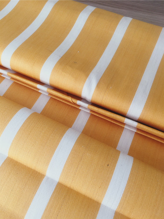 Striped ticking in light mustard yellow. Unused. Spain approx. 1950 - 1.25 meters