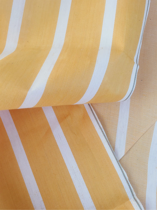 Striped ticking in light mustard yellow. Unused. Spain approx. 1950 - 1.25 meters