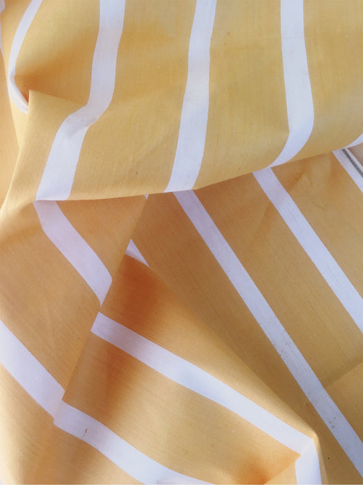 Striped ticking in light mustard yellow. Unused. Spain approx. 1950 - 1.25 meters