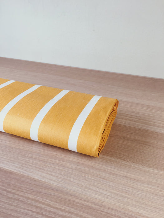 Striped ticking in mustard yellow. Unused. Spain approx. 1950 - Per meter (11 m avail.)