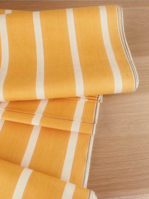 Striped ticking in mustard yellow. Unused. Spain approx. 1950 - 0.9 meters