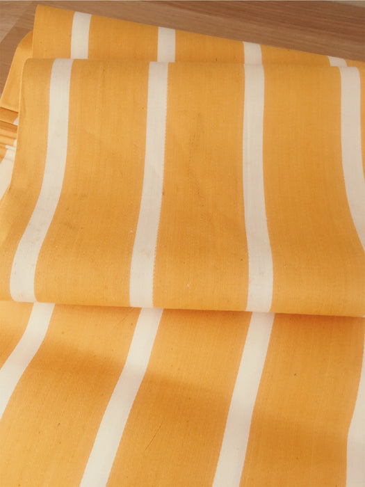 Mustard yellow and white stripes ticking. Unused. Spain approx. 1950 - Per meter (14 m avail.)