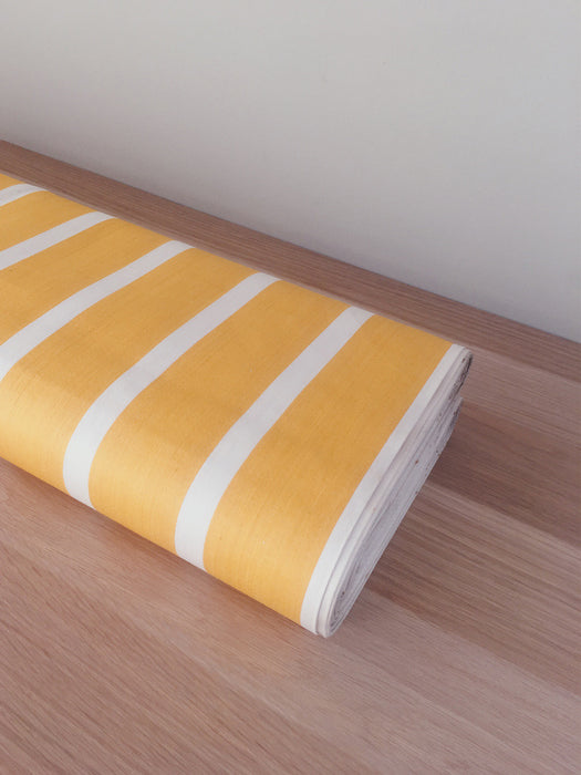 Striped ticking in mustard yellow. Unused. Spain approx. 1950 - 0.9 meters