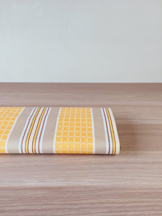 Tuscan yellow and gray striped ticking. Unused. Spain approx. 1950 - 2 meters