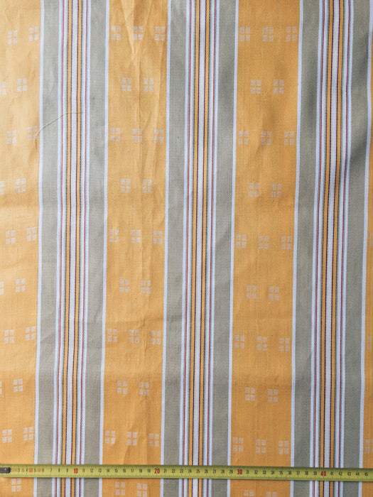 Gray and tuscan yellow striped ticking. Unused. Spain approx. 1950 - 1.75 meters