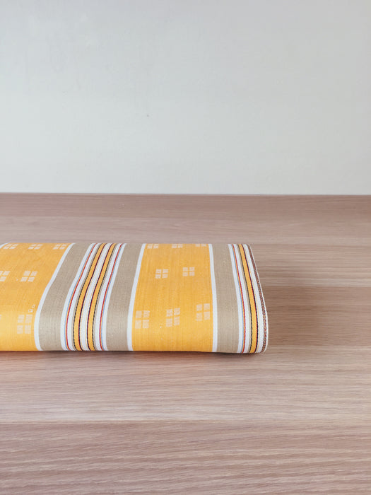 Gray and tuscan yellow striped ticking. Unused. Spain approx. 1950 - 1.75 meters