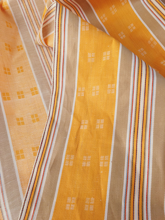 Gray and tuscan yellow striped ticking. Unused. Spain approx. 1950 - 3 meters
