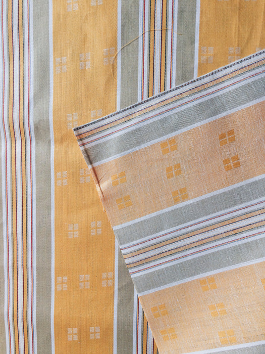 Gray and tuscan yellow striped ticking. Unused. Spain approx. 1950 - 3 meters