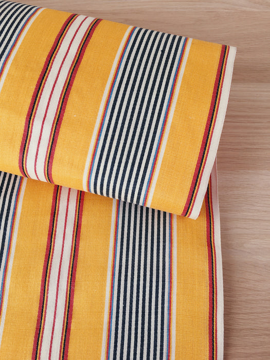 Striped ticking in vibrant yellow and red. Unused. Spain c.1950 - 2.75 meters