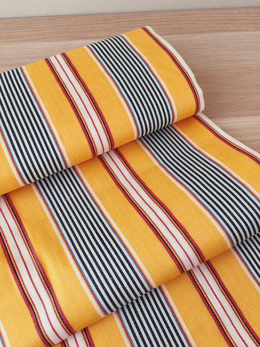 Striped ticking in vibrant yellow and red. Unused. Spain c.1950 - 2.75 meters