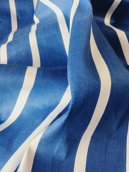 Blue Stripes Antique European Ticking Fabric Unused Yardage RA-AZUL-001 - Ticking Depot