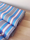 Striped ticking in blue, red, and white. Unused. Spain c.1950 - 1.8 meters