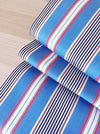 Striped ticking in blue, red, and white. Unused. Spain c.1950 - Per meter (15 m avail.)