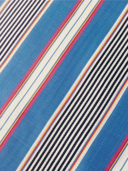 Striped ticking in blue, red, and white. Unused. Spain c.1950 - 1.8 meters