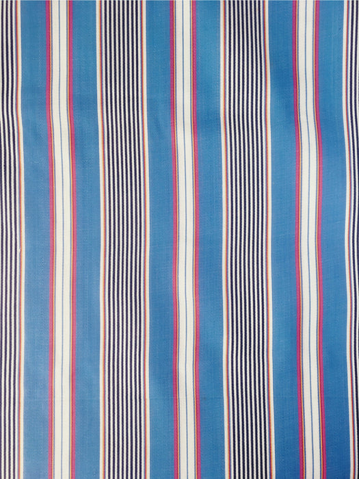 Striped ticking in blue, red, and white. Unused. Spain c.1950 - 1.8 meters