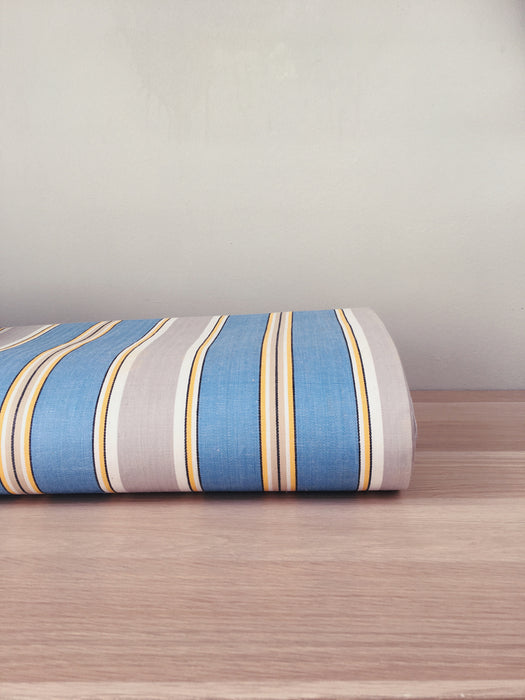 Blue, gray, and white striped ticking. Unused. Spain c.1940 - Per meter (30 m avail.)